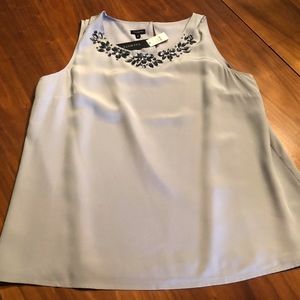 Talbots JEWELED Shell Blouse GRAY SILVERISH NWT